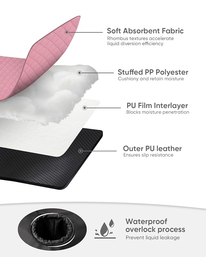 2 Pack Baby Potty Training Car Seat Protector, Waterproof Car Seat Liner for Potty Training Toilet, Baby Infant Toddler Piddle Pad Fits for Carseat, Stroller, Highchair - 2 Pack, Pink
