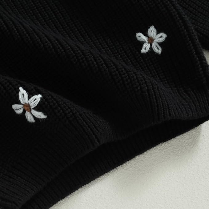 Mubineo Baby Girl Winter Clothes Cute Flower Sweater Crewneck Pullover Long Sleeve Knit Newborn Infant Sweaters