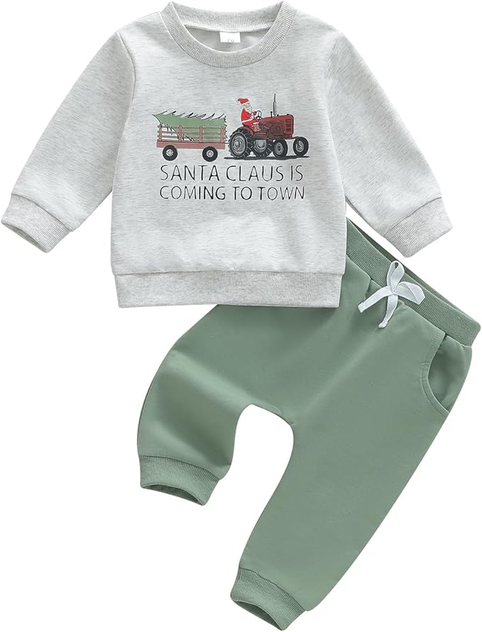WZTYYDS Toddler Baby Boy Fall Clothes Letter Truck Long Sleeve Pullover Sweatshirt Tops Joggers Pants Set Winter Outfits