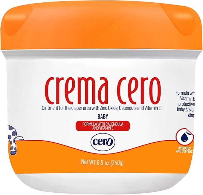 Crema Cero Diaper Rash Cream for Baby with Zinc Oxide and Calendula – High-Strength Diaper Cream for Quick Relief and Protection – Hydrating and Soothing Baby Balm – Calendula 8.5 oz