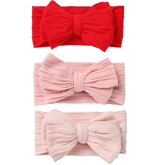 Baby Girl Bows Newborn Headband Stretchy Double Bows Soft Infant Toddlers