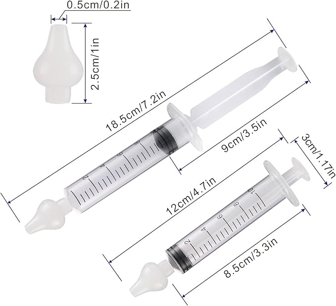 Nasal Syringe for Baby - 4PCS with Cleaning Tools - Safe Silicon Baby Nasal Aspirator Qucik Syringe Nose Cleaner Rinsing Tool for Baby/Infant/Kid (Transparent, 4PCS)