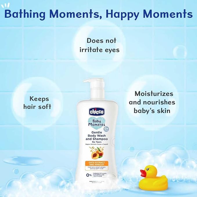 Chicco Baby Moments Gentle Body Wash and Shampoo | 200ml/(6.76 Fl Oz)
