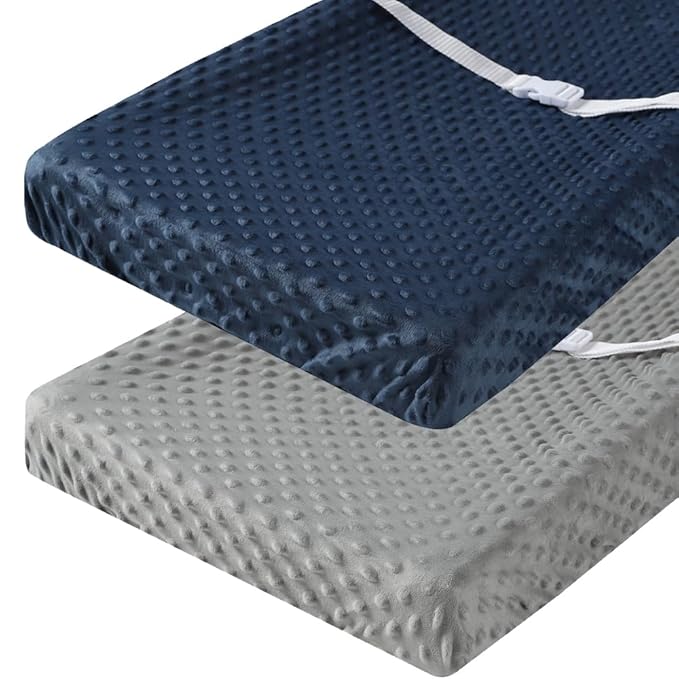 Dot Changing Pad Cover for Baby Boy and Girl 2 Pack Set Ultra Soft Solid Navy and Grey