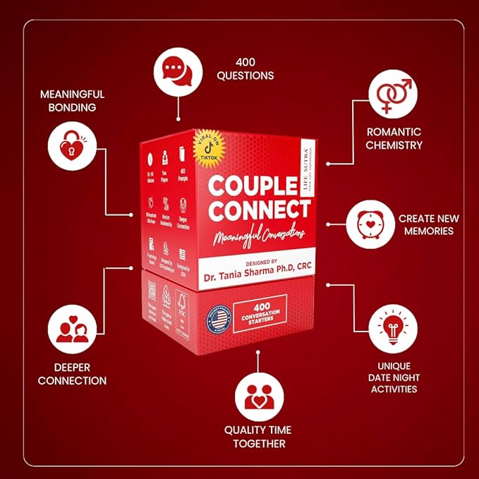 Life Sutra Couple Connect Game - 400 Thoughts Provoking Cards for Young Couples to Strengthen Communication, Build Trust, Enhance Emotional Bond - Ideal for Date Night, Newlyweds & Wedding Gifts