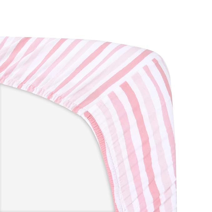 Bassinet Sheets Compatible with Papablic, Cowiewie, Nordmiex (3 in 1) Bedside and AMKE Baby Bassinet(33"x19"), 2 Pack, 100% Jersey Cotton Fitted Sheets, Breathable and Heavenly Soft, Pink Print