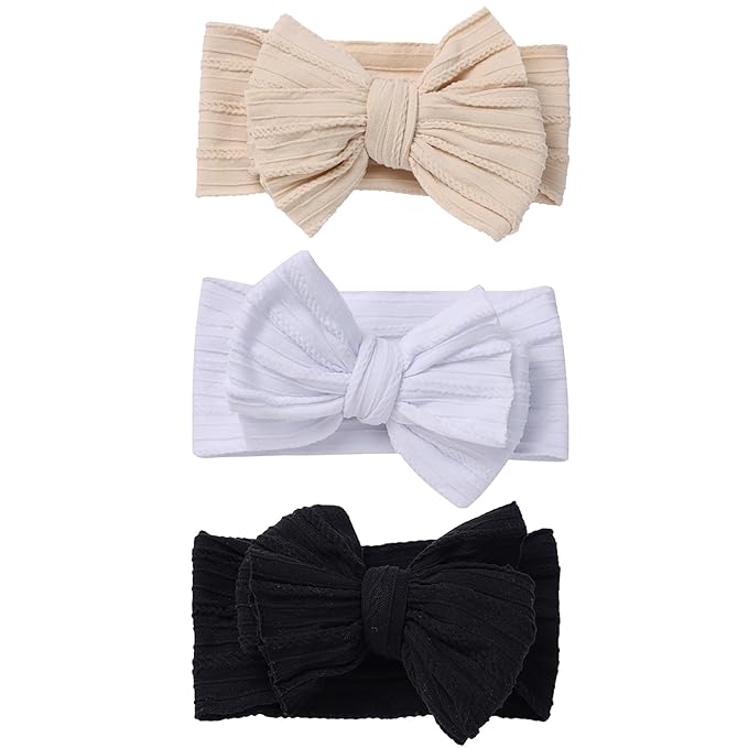 Baby Girl Bows Newborn Headband Stretchy Double Bows Soft Infant Toddlers