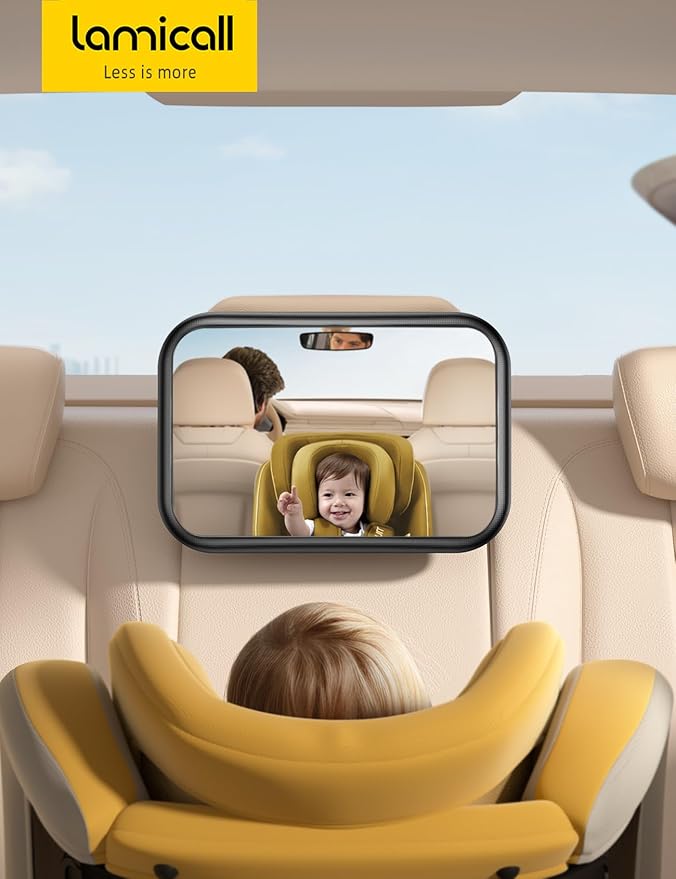 Lamicall Baby Car Mirror for Backseat - [2025 Safest Triangle Hook Clip] Acrylic Car Seat Mirror for Rear Facing, 360° Rotation & Wide Clear View, 3S Quick Install, Newborn Baby Gifts Accessories