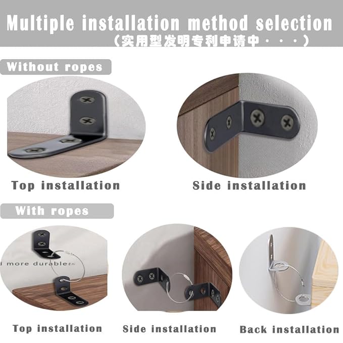 Furniture Anchors Small Aesthetic Earthquake Straps for Furniture Dresser Wall Anti-Tip Furniture Safety Anchor to Childproof and Babyproof Your Home Holds Up to 500 Pound (Black, 1.6 in)