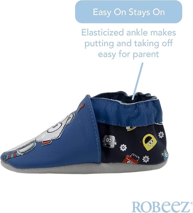 Robeez Baby Boys and Unisex Soft Soles Slip-Resistant Crib Shoes Slippers Moccasins for Infant and Toddler, 0-24 Months