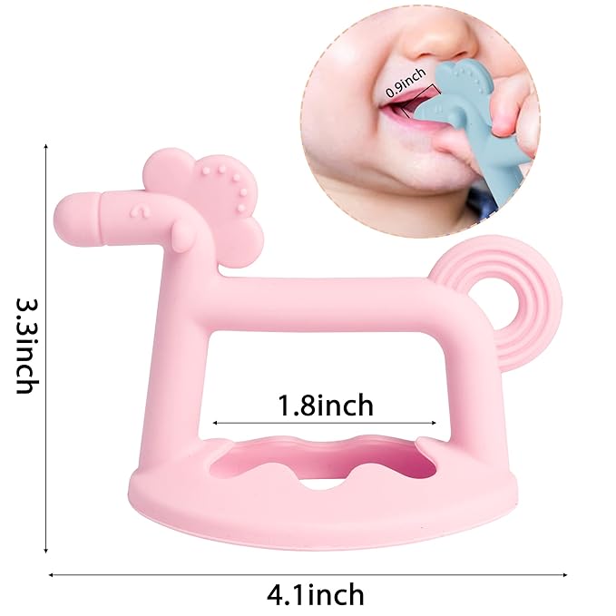 R HORSE 3Pcs Baby Wrist Teether Toys Anti-Dropping Silicone Teething Toy Soothing Bracelet Teether for Soothie, Infants Toddlers Hand Pacifier Baby Shower Birthday Gifts for Boys Girls