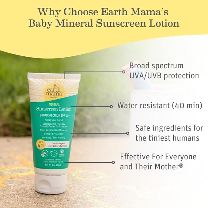 Earth Mama Baby Face Mineral Sunscreen Stick & Lotion Set, SPF 40 | Non-Nano Zinc, Contains Organic Cocoa Butter, Shea Butter, Aloe & Calendula | Babies, Kids & Family