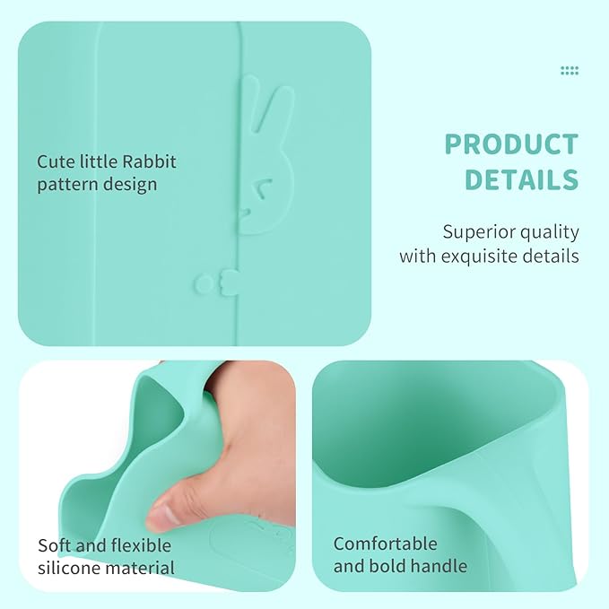 Baby Bath Rinse Cup 100% Food Grade Silicone Wash Rinser Cup For Kids (Turquoise)