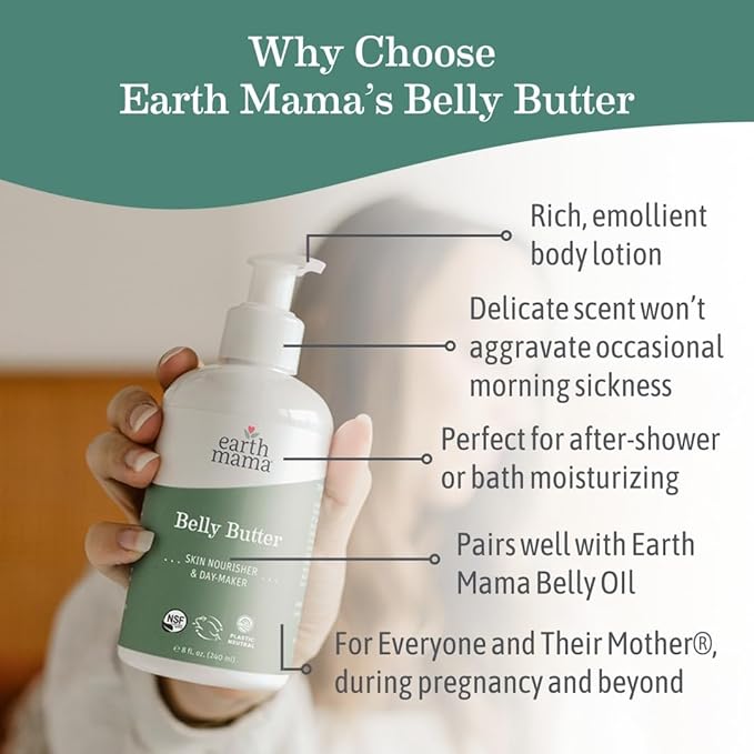 Earth Mama Belly Butter & Belly Oil Bundle for Dry, Stretching Skin | Moisturize + Encourage Skin's Natural Elasticity During Pregnancy & Beyond | 8-Fluid Ounce & 4-Fluid Ounce