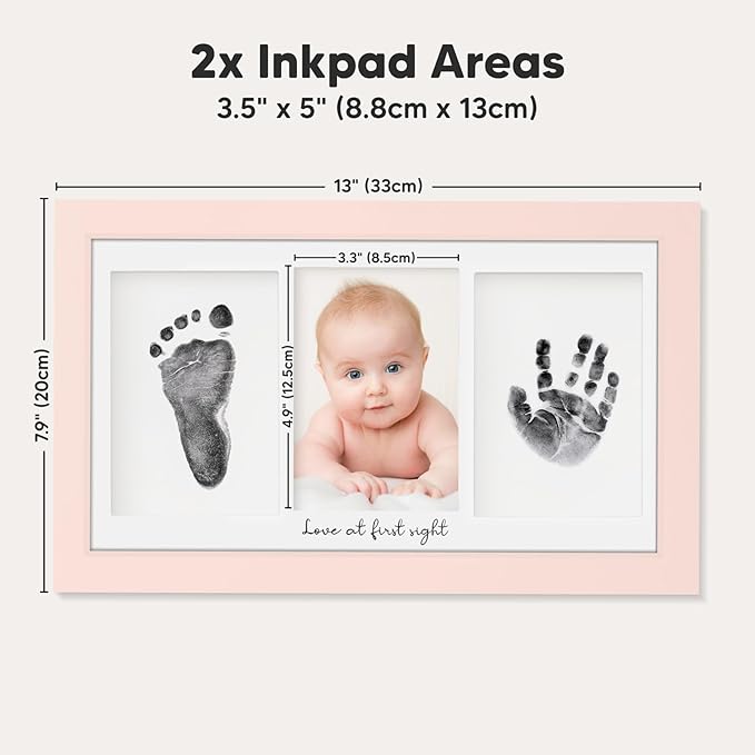 Inkless Hand and Footprint Kit, Boy, Girl, Newborn Keepsake - No Mess Ink Pad for Baby Handprint, Clean Touch Paw Print Kit for Dog Picture Frame, Personalized Baby Christmas Shower Gifts(Petal Pink)