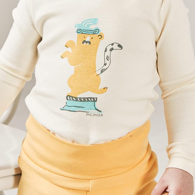 moimoln Sibling Matching 6M-8Y Soft Warm Cotton Modal Character Long Sleeve Snug-Fit Pajama Long Sleeve Sleepwear Daily
