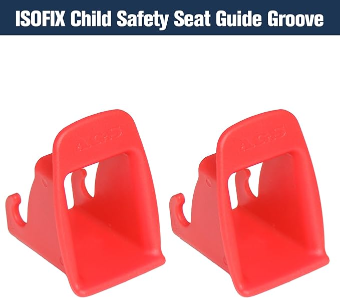 ISOFIX Interface Belt Latch Guide, 2 Pcs Car Seat ISOFIX Interface Buckle Fixed Guide Groove Car Seat Bracket Connector, Red