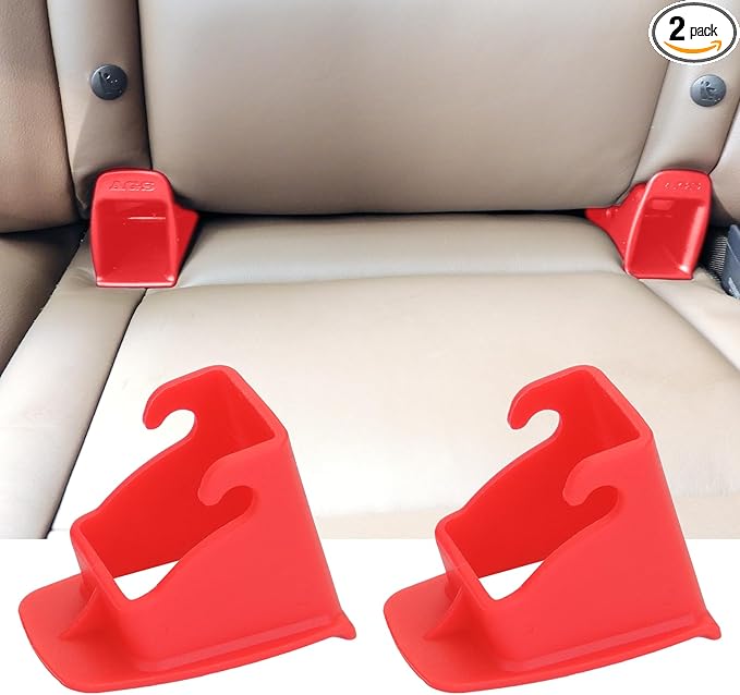 ISOFIX Interface Belt Latch Guide, 2 Pcs Car Seat ISOFIX Interface Buckle Fixed Guide Groove Car Seat Bracket Connector, Red