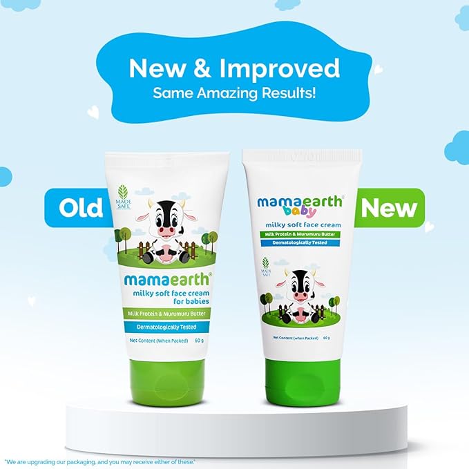 Mamaearth Milky Soft Baby Face Cream | with Nourishing Murumuru Butter | Moisturizes Baby’s Dry & Itchy Skin | 5.6 Ph-Balanced Formula 2.03 Fl Oz (60ml)