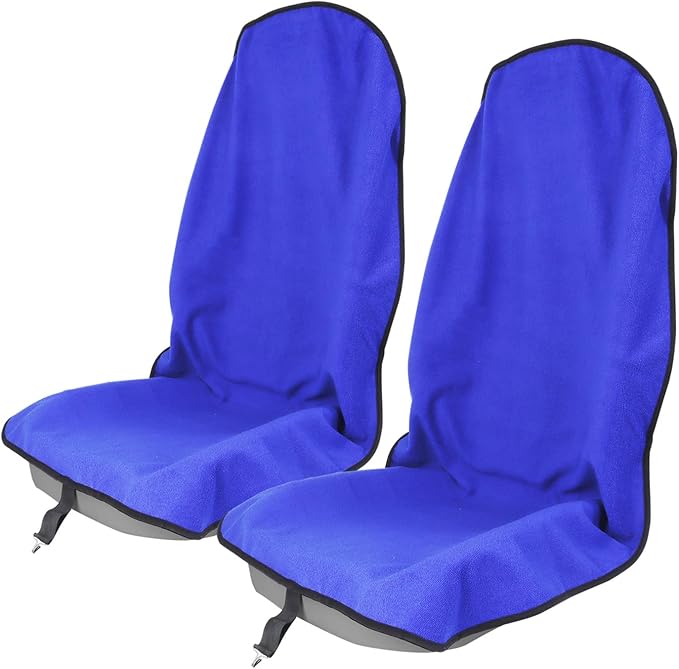 Sweat Towel Car Seat Cover Protector Front Seats for Gym Workout, Running, Swimming, Beach and Hiking, Waterproof Universal Seat Cover for Car, Truck, Van & SUV (Blue, 2pcs Front Seat)