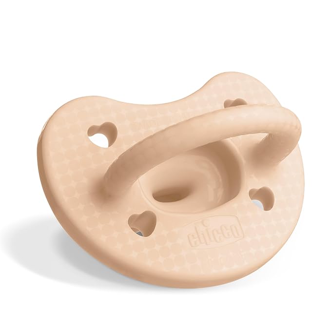 Chicco PhysioForma Luxe Orthodontic Pacifier, 0-6m | 100% Soft Silicone | Supports Breathing & Oral Development | Textured Shield & Handle | Includes Sterilizing Case | BPA Free | Blush, 2pk