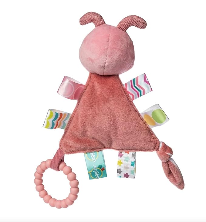Taggies Teething Toys Baby Rattle Portable Triangle Activity Toy with Sensory Tags, 6-Inches, Camilla Caterpillar