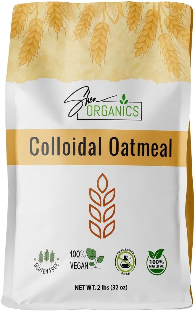 Shea Organics Colloidal Oatmeal Powder | Gentle Soothing Bath Treatment for Sensitive Skin | Natural Oat Bath for Babies & Adults | Ideal for DIY Skincare & Soap Making | 32 oz Pack of 1