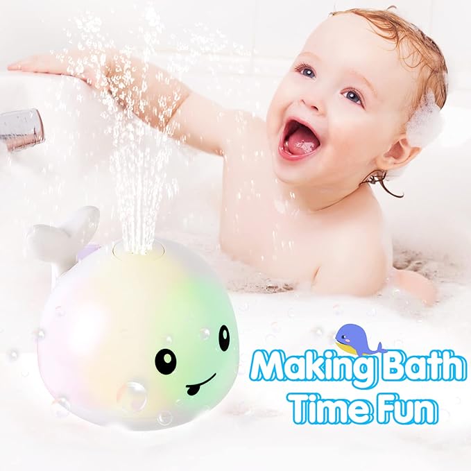 Gigilli Baby Bath Toys, Bath Toys for Kids Ages 1-3, 1 2 3 Year Boy Girl Valentines Gifts for Babies 6-12-18 Months, Light Up Whale Bath Toy Sprinkler Toddler Birthday Bathtub Fountain Pool Water Toy