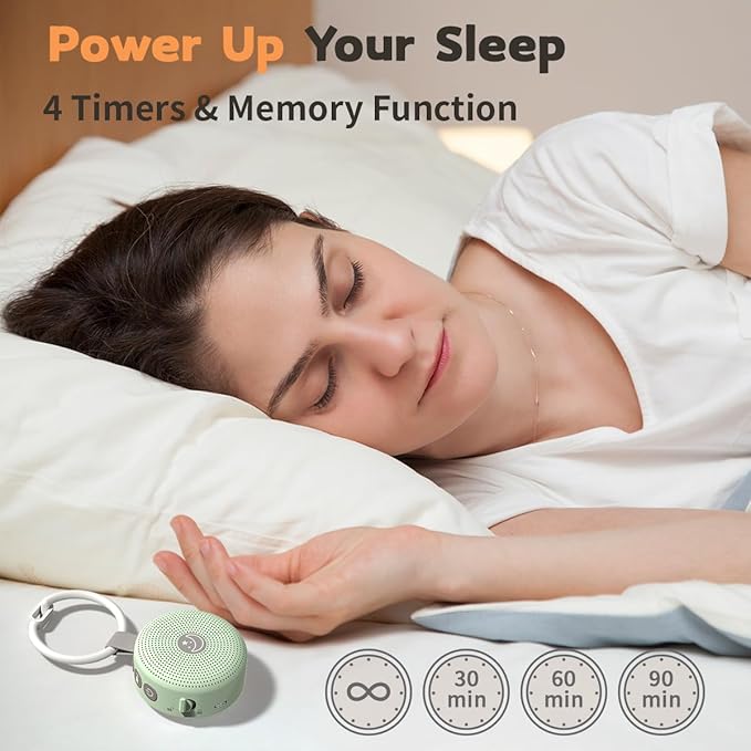 Mini Sound Machine Portable Baby White Noise Machine Brown Noise Machine 30 Soothing Sounds for Kids Adults Auto-Off Timer 32 Volume Levels Battery Sleep Machine for Home Office Privacy