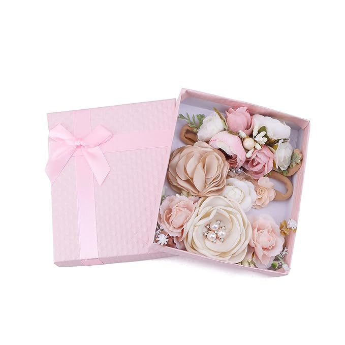 Baby Girl Headbands Nylon Flower Elastic Hairbands 3pcs Hair Accessories Gift for Newborn Infant Toddlers