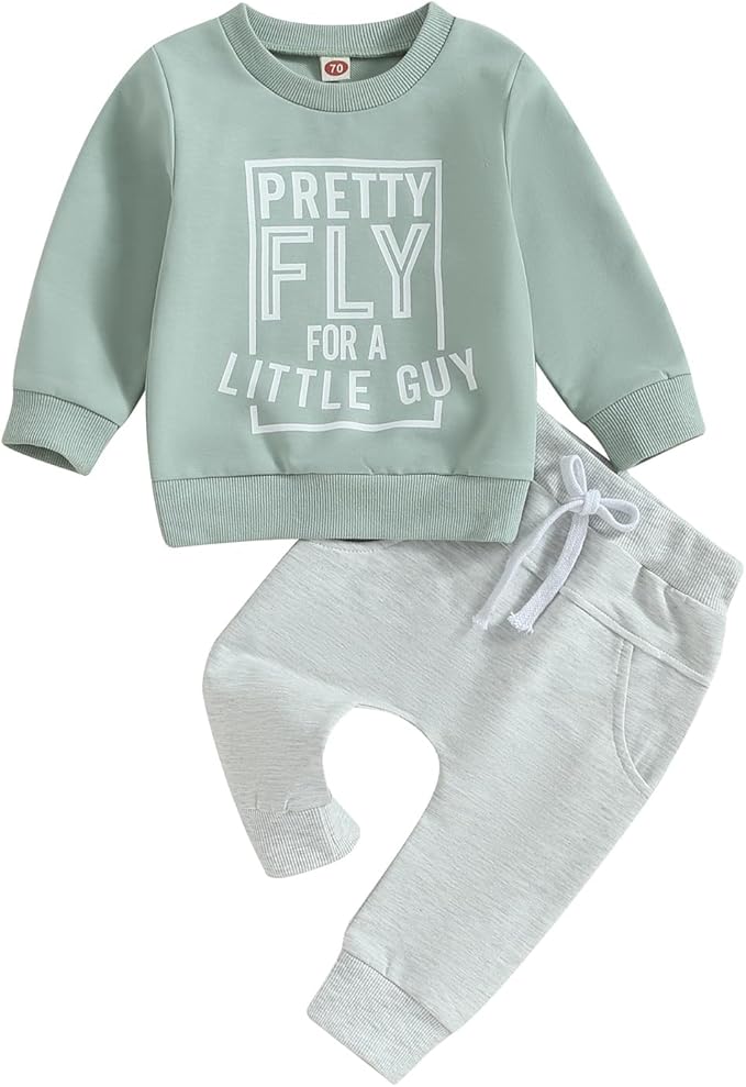 Toddler Baby Boy Fall Outfit Crewneck Long Sleeve Sweatshirt Tops Elastic Pants Jogger Cute Newborn Winter Clolthes Set