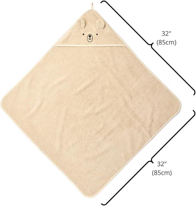 Baby Hooded Towel – Organic Cotton Baby Bath Towels, 32" x 32" Super-Soft and Absorbent Baby Towels for Newborn 2-Pack (Bear Fog/Baby Blue)