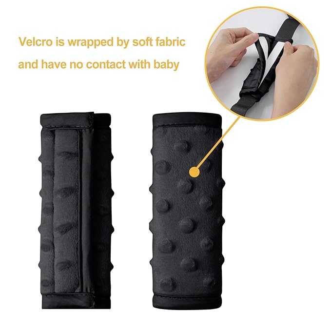 Pro Goleem Car Seat Strap Covers for Babies Soft Car Seat Strap Shoulder Pads for All Car Seats, Stroller, Pushcar, Black