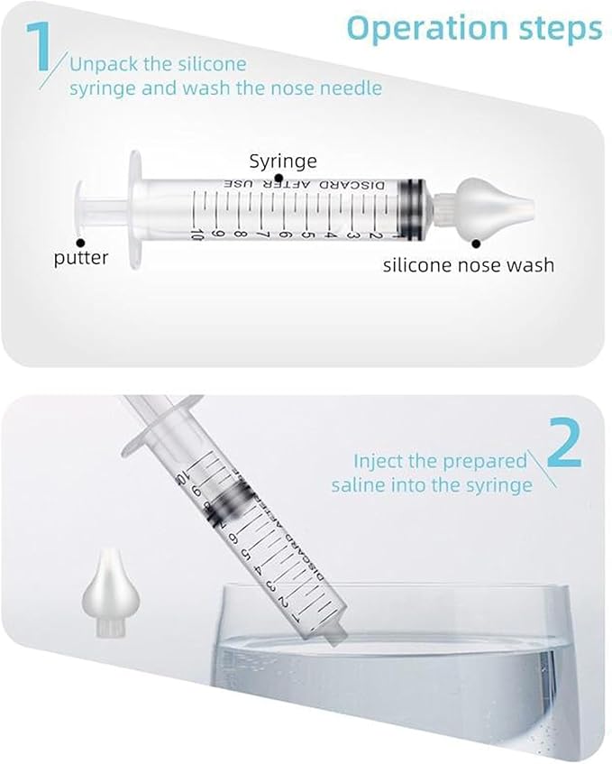 Silicone Baby Nasal Aspirator,Syringe Nasal Irrigator,10ml Nasal Irrigator Portable Infant Nose Cleaner Nose Aspirator with Cleanable (Transparent)