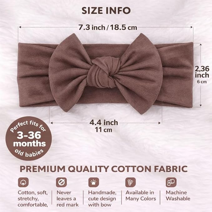 Baby Girl Headbands-Infant,Toddler Cotton Handmade Hairbands with Bows Child Hair Accessories