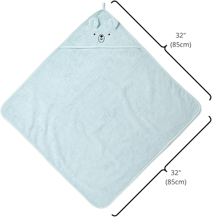 Baby Hooded Towel – Organic Cotton Baby Bath Towels – Baby Towels, Baby Bath Towels for Baby Boy, Baby Girl, 32" x 32" Super-Soft and Absorbent Baby Towels for Newborn (Bear - Baby Blue)