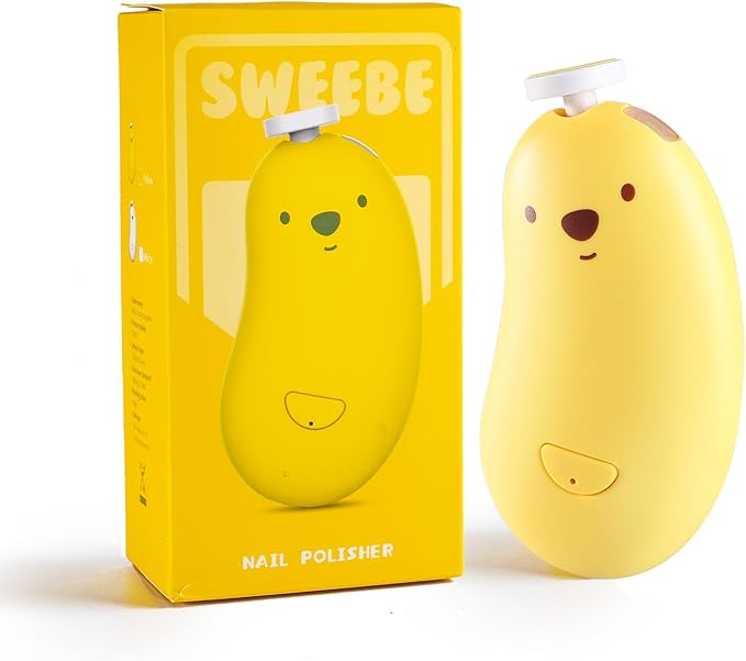 Baby Nail File Electric, Gentle Rechargeable Nail Trimmer, Baby Nail Clippers Grooming Kit Manicure Set for Infant Toddler or Adults, 6 Grinding Head Replacement Pads Yellow