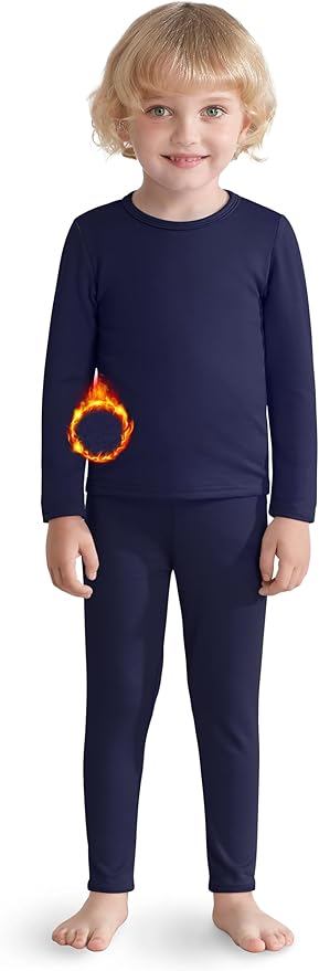 VZV 2T-6Y Toddler Thermal Set Thermal Underwear for Kids Fleece Lined Toddler Base Layer Long Johns for Kids Boys Girls