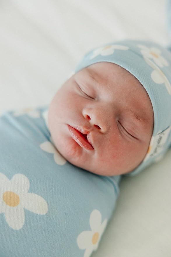 Copper Pearl Baby Beanie Hat Top Knot Stretchy Soft Della