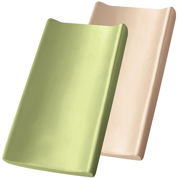 SiinvdaBZX 2 Pack Changing Pad Cover for Baby Girls Boys, Satin Silky Soft Changing Table Covers 32"x16"+5" Diaper Changing Pad Sheets, Beige & Sage Green