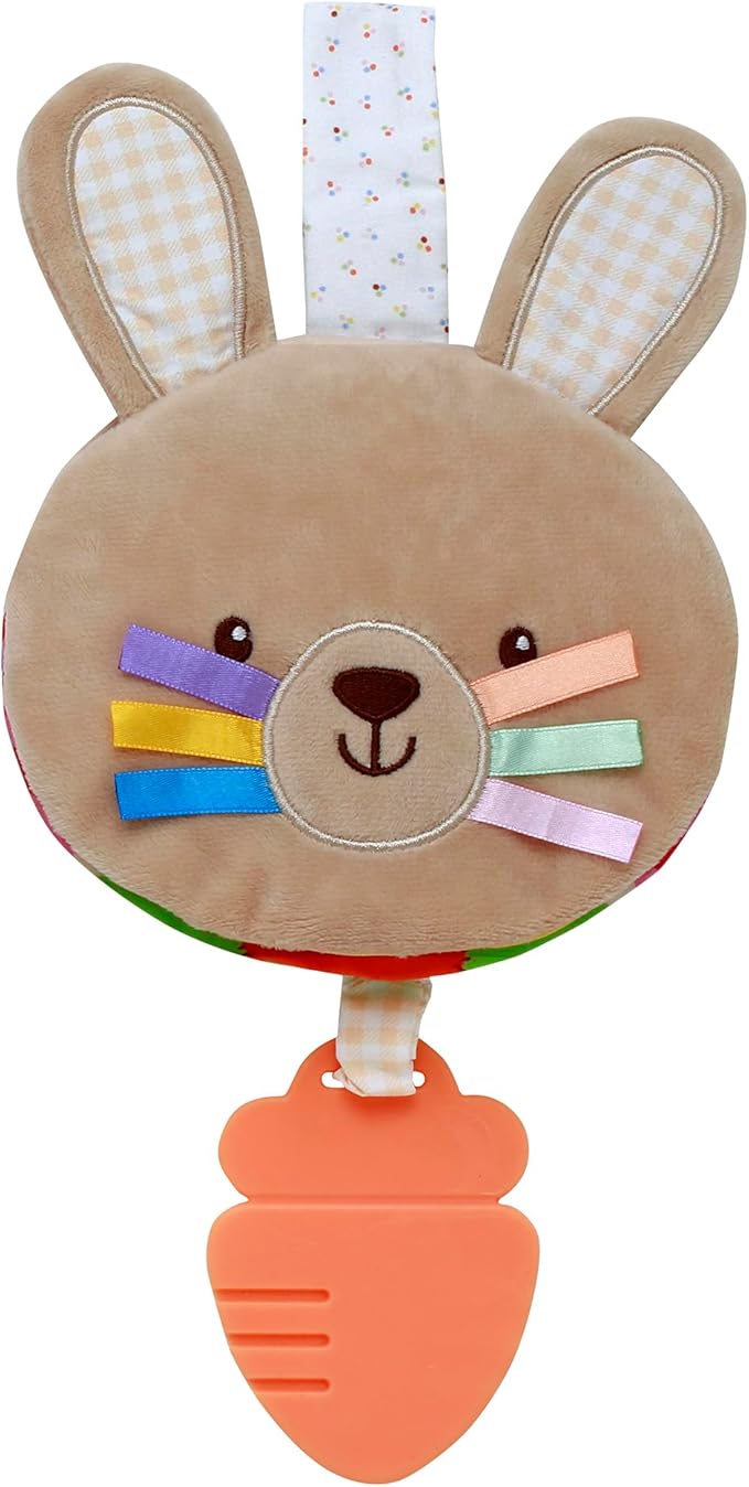 Magic Years Soft, Crinkle Activity Book with Teether and Travel Strap for Baby, 6 inches, Brown Bunny