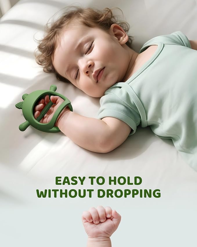ChooKaChoo Baby Teething Toy Silicone Avocado Teething Mitten for Babies Over 3 Months Anti Dropping Wrist Hand Teethers Baby Chew Toys for Sucking Needs, BPA Free (Patent Pending)