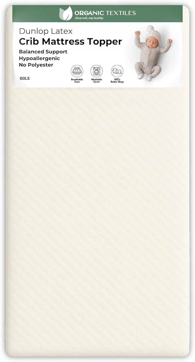 ORGANIC TEXTILES Organic Baby Mattress Topper with Tencel Cover - GOLS/GOTS Certified - Breathable, Hypoallergenic, 3" Mini Sleeper (31"x18")