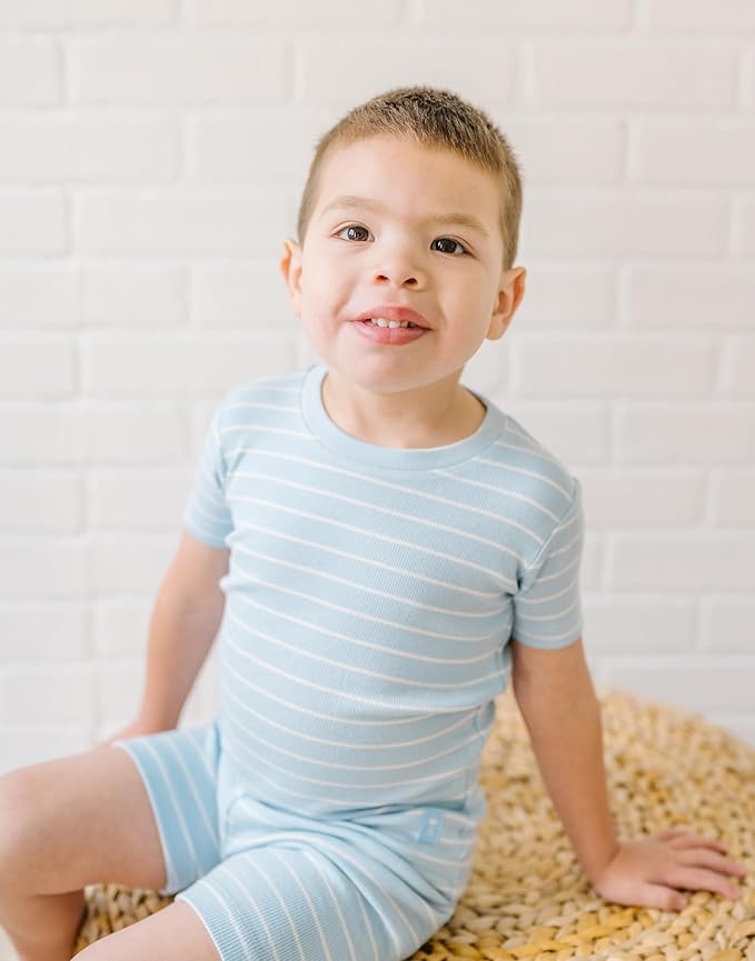 moimoln Stripe Pajamas Set 12M-8Y Ribbed Unisex Baby & Toddler, Soft Viscose, Snug-Fit, Everyday Sleepwear