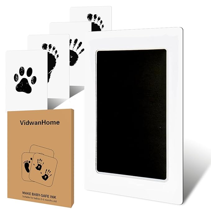 Jumbo Baby Hand and Footprint Kit – Inkless Clean Touch Ink Pad for Keepsake Footprints, Paw Prints, Mess-Free Ink Pad for Newborns and Pets with 16 White Cards（Jet Black，Jumbo）