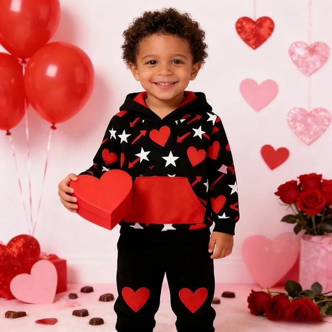 2-6T Toddler Baby Boy Clothes Color Blocking Hoodies + Pants Fall Winter Outfits