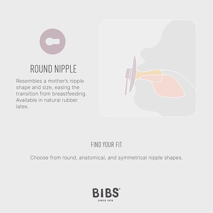Bibs Pacifiers Color Collection, Set of 2 BPA-Free Latex Pacifiers Made in Europe, Round Nipple Baby Pacifier.