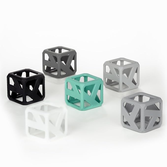 Malarkey Kids Stack N Chew - Mini Cubes Baby Chew Toy Monochrome - Develops Fine Motor Skills, Increases Grip Strength, Stimulates Hand-Eye Coordination (Monochrome)