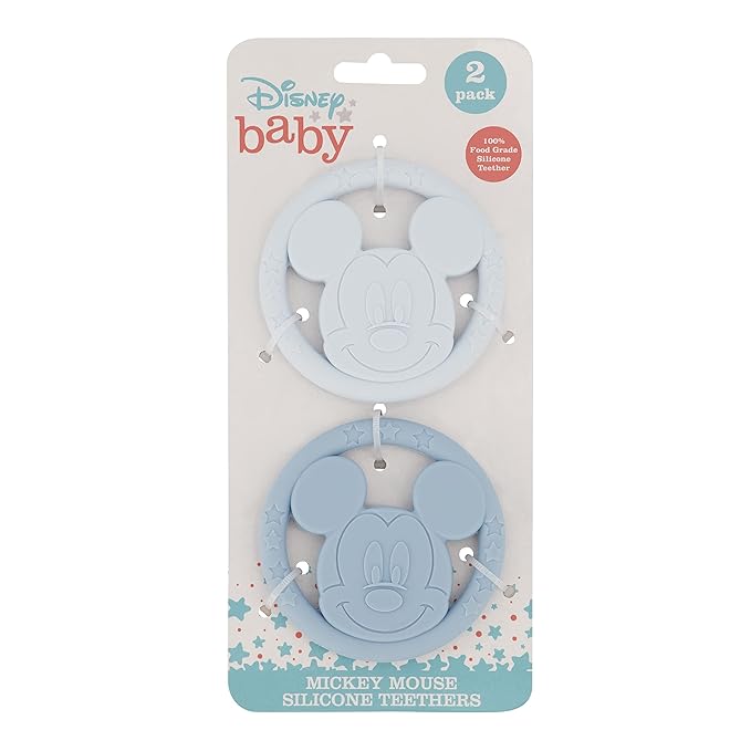 Cudlie Disney Silicone Teether Toy Set for Infants, Food Grade and BPA Free Teethers for Babies 6-12 Months, 2-Pack Teether Toys for Newborns