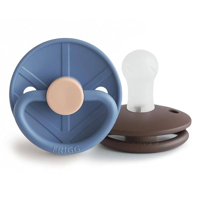 FRIGG Little Viking SilkySoft Silicone Baby Pacifier 2-Pack | Made in Denmark | BPA-Free (Ocean View/Cocoa, 0-6 Months)